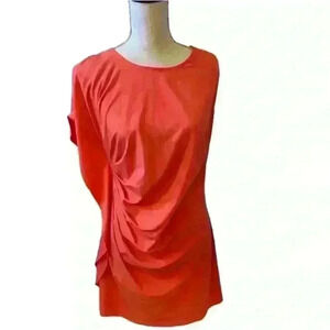 Coral/Orange Dress 🩷❤️🧡 Angie Asymmetrical Ruched Mini Dress Pink Orange